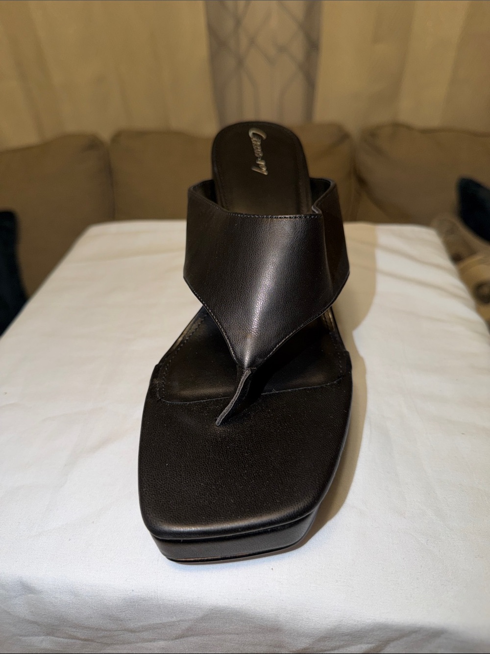 Circus by Sam Edelman Black Wedge Thong Sandal — Smooth Slip-On - Picture 5 of 7